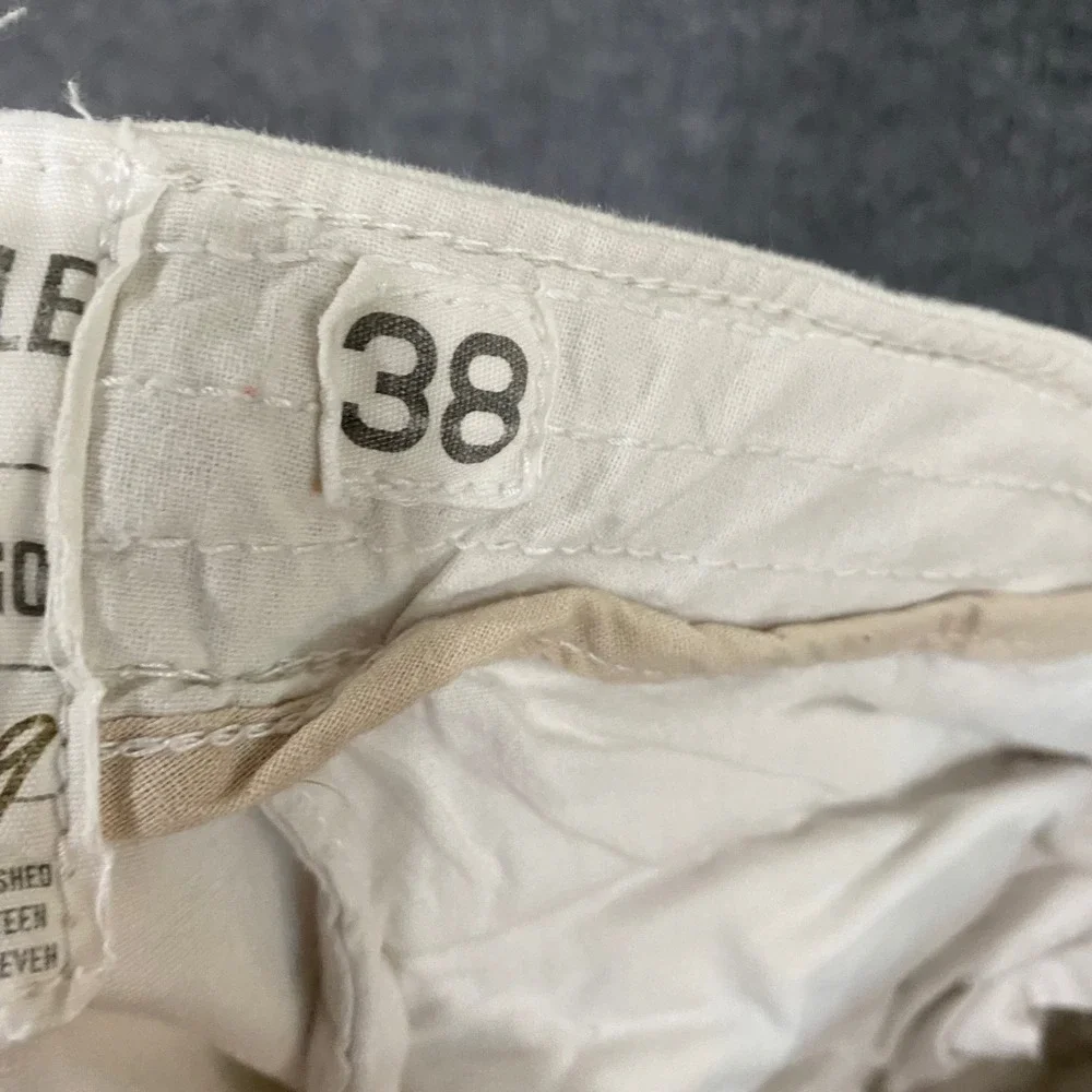 Aeropostale Mens Authentic Cargo Shorts Off White Cream Cotton Twill Size 38